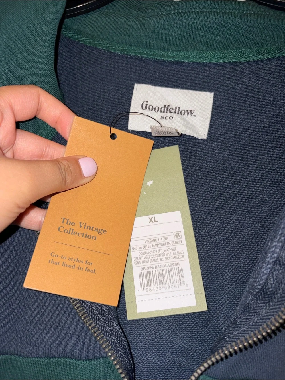 NWT Goodfellow & Co Vintage Collection Quarter Zip Pullover Sweatshirt XL